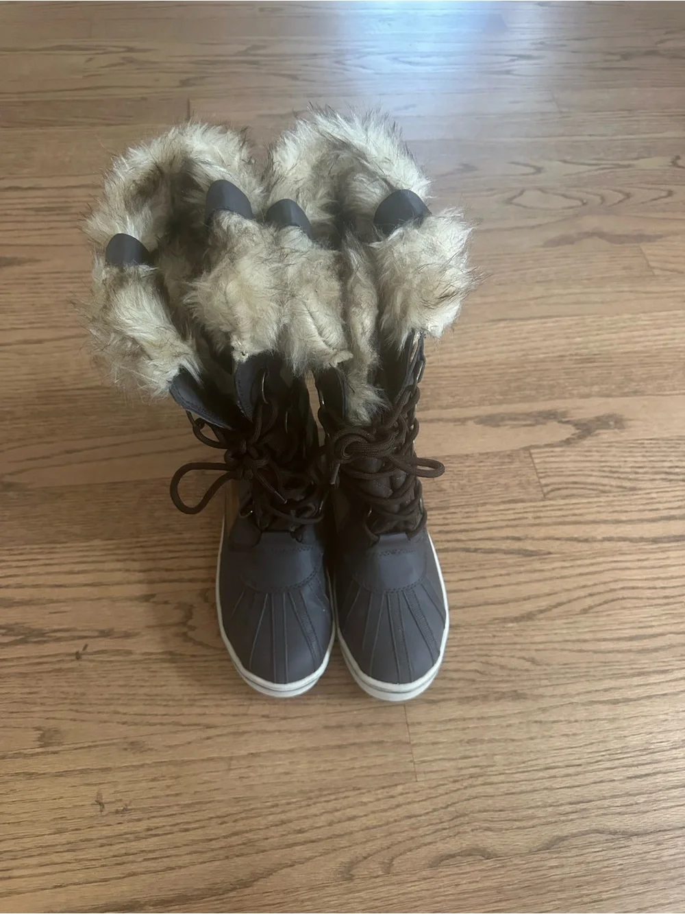 Women’s Faux Fur-Lined Winter Duck Boots - Brown